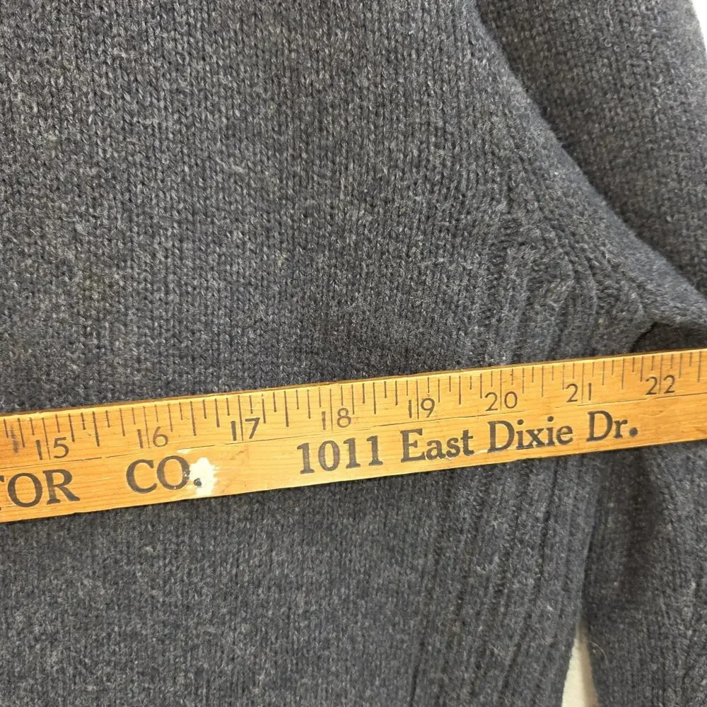 Vtg Gap Sweater Mens Large Gray 100% Lambs Wool Cotton 1/4 Zip Turtle Neck Hike